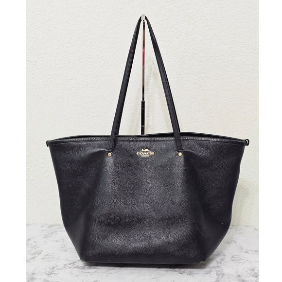 Coach Handbags - Coach Street Tote Bag Black Pebble Leather Gold Designer Luxury Top Handle Purse